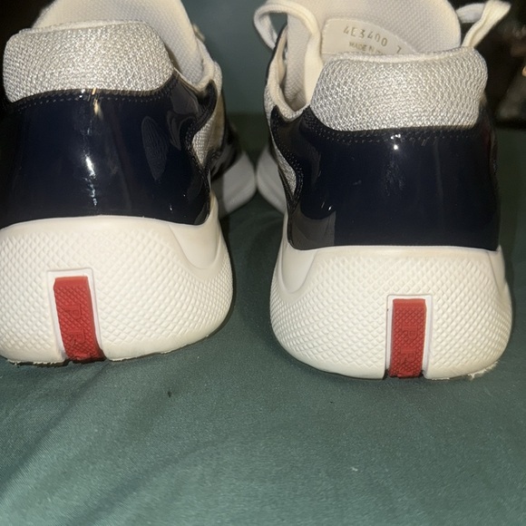 Prada Men's Navy and White Sneakers - Picture 3 of 6